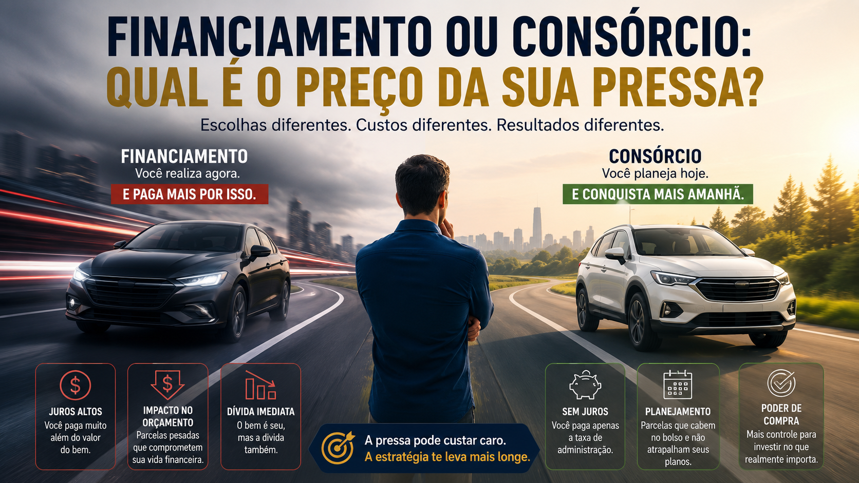 Financiamento ou consórcio: qual é o preço da sua pressa?